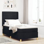 Casa si Gradina - Mobilier - Paturi si accesorii - Paturi - Pat box spring cu saltea & LED, negru, 90x200 cm, textil - Infinity.ro