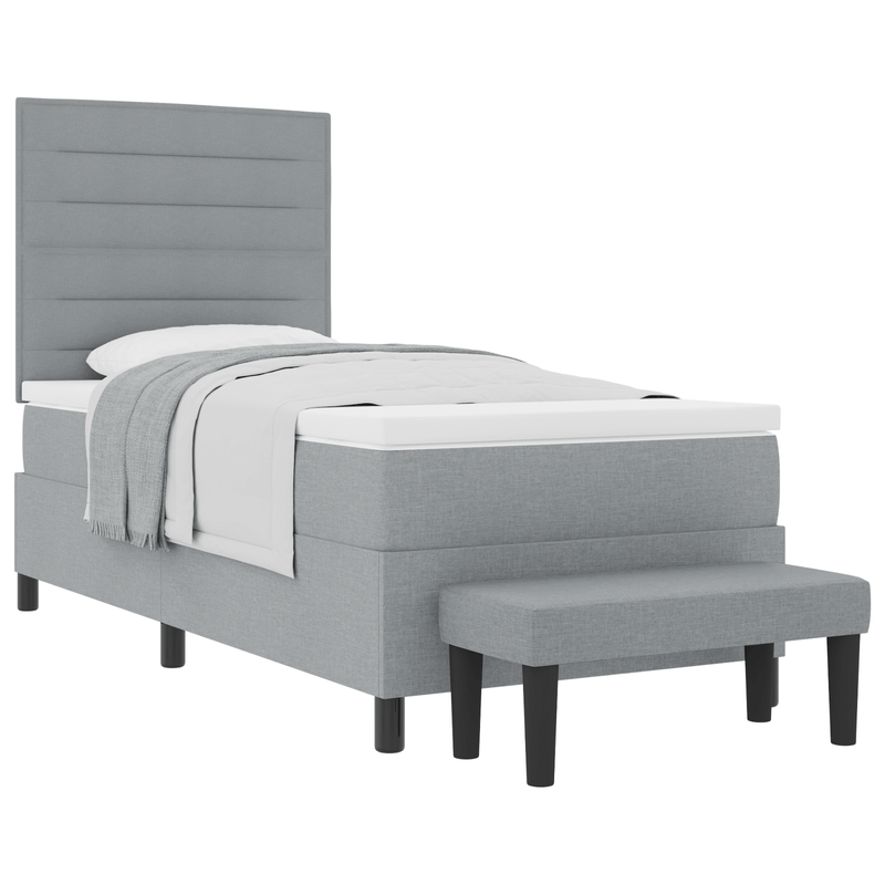 Casa si Gradina - Mobilier - Paturi si accesorii - Paturi - Pat cu arcuri cu Saltea & Banca Gri deschis 80x200 cm Tesatura - Infinity.ro