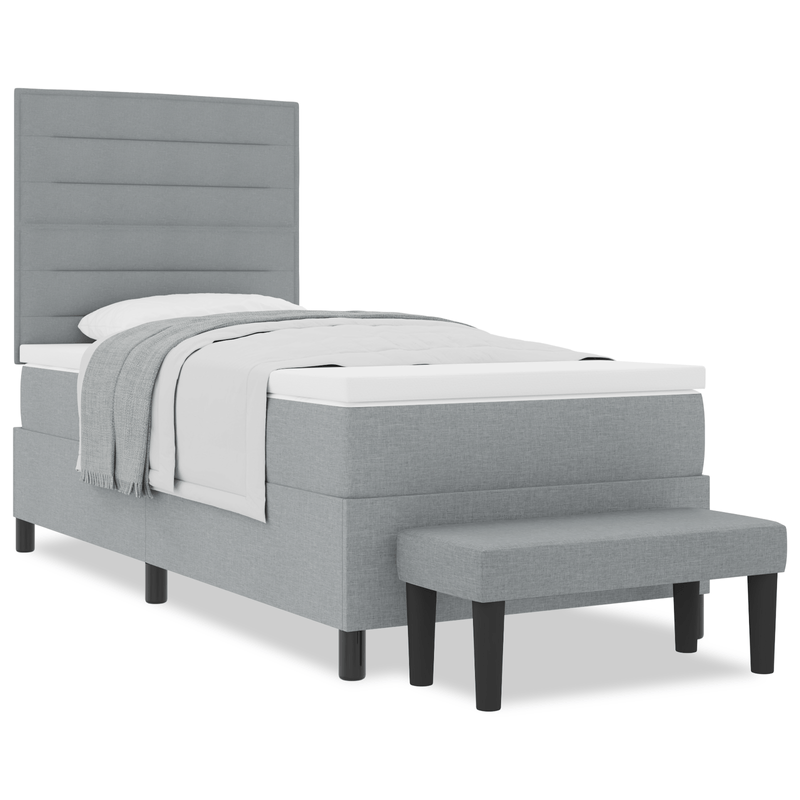 Casa si Gradina - Mobilier - Paturi si accesorii - Paturi - Pat cu arcuri cu Saltea & Banca Gri deschis 80x200 cm Tesatura - Infinity.ro