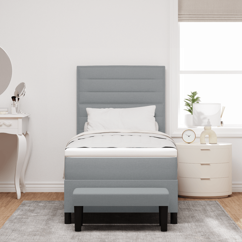 Casa si Gradina - Mobilier - Paturi si accesorii - Paturi - Pat cu arcuri cu Saltea & Banca Gri deschis 80x200 cm Tesatura - Infinity.ro