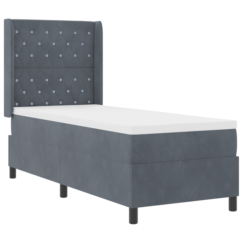 Casa si Gradina - Mobilier - Paturi si accesorii - Paturi - Pat box spring cu saltea & LED, gri inchis, 80x200 cm, catifea - Infinity.ro
