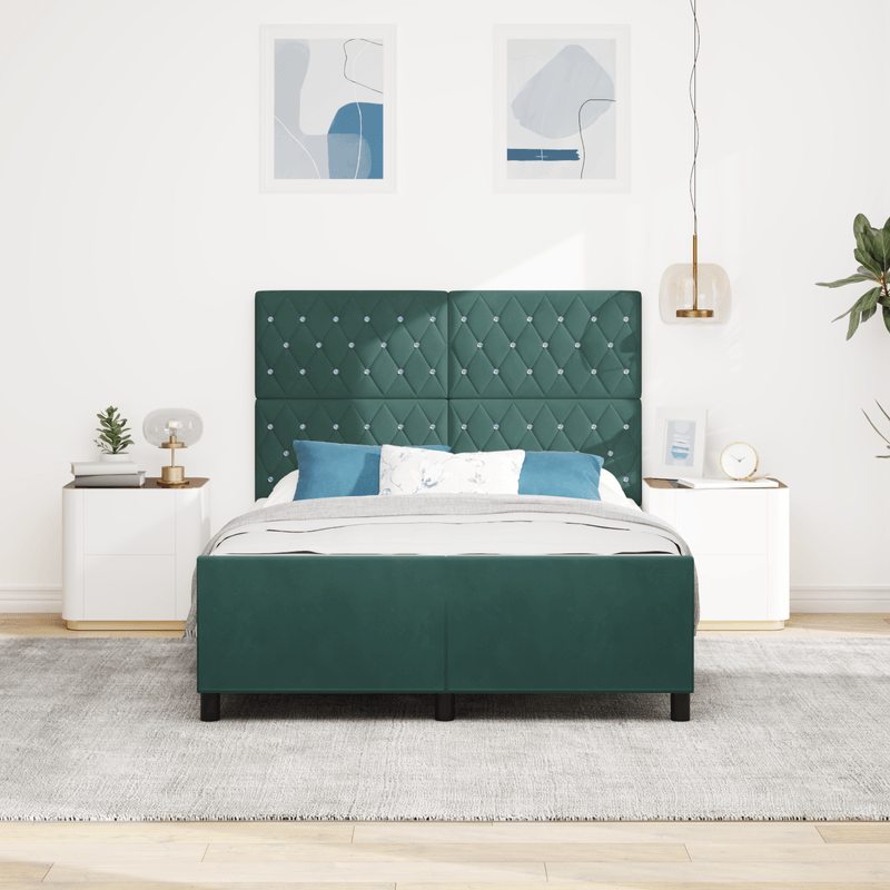 Casa si Gradina - Mobilier - Paturi si accesorii - Paturi - Cadru de pat, verde inchis, 140x200 cm, catifea - Infinity.ro