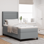 Casa si Gradina - Mobilier - Paturi si accesorii - Paturi - Pat box spring cu saltea & LED, gri deschis, 80x200 cm, textil - Infinity.ro