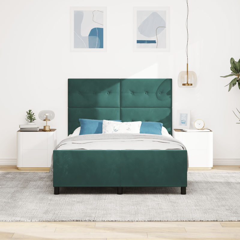 Casa si Gradina - Mobilier - Paturi si accesorii - Paturi - Cadru de pat, verde inchis, 140x190 cm, catifea - Infinity.ro