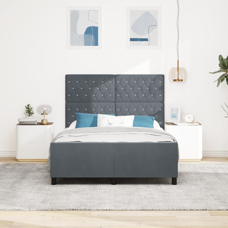 Casa si Gradina - Mobilier - Paturi si accesorii - Paturi - Cadru de pat, gri inchis, 140x200 cm, catifea - Infinity.ro