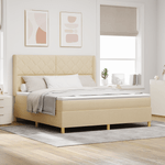 Casa si Gradina - Mobilier - Paturi si accesorii - Paturi - Pat box spring cu saltea & LED, crem, 180x200 cm, textil - Infinity.ro