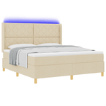 Casa si Gradina - Mobilier - Paturi si accesorii - Paturi - Pat box spring cu saltea & LED, crem, 180x200 cm, textil - Infinity.ro