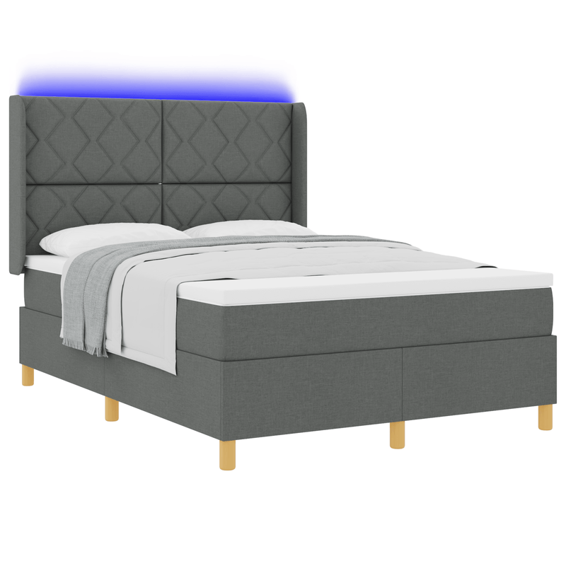 Casa si Gradina - Mobilier - Paturi si accesorii - Paturi - Pat cu saltea si LED Gri Inchis 160x200 cm Fabricat - Infinity.ro
