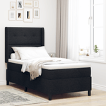 Casa si Gradina - Mobilier - Paturi si accesorii - Paturi - Pat box spring cu saltea & LED, negru, 90x200 cm, textil - Infinity.ro