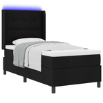 Casa si Gradina - Mobilier - Paturi si accesorii - Paturi - Pat box spring cu saltea & LED, negru, 90x200 cm, textil - Infinity.ro
