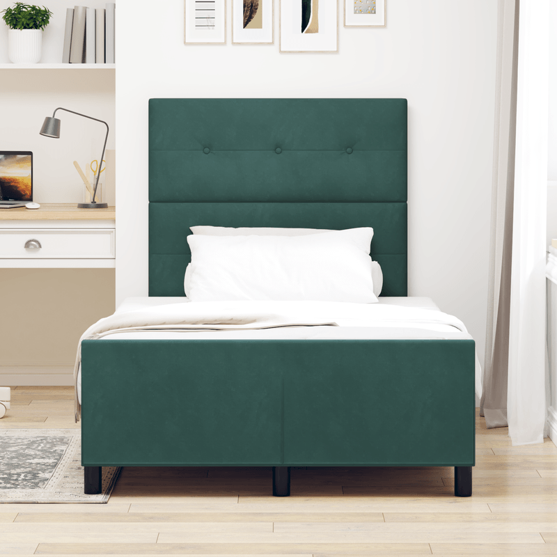 Casa si Gradina - Mobilier - Paturi si accesorii - Paturi - Pat  verde inchis, 120x190 cm, fabricat din catifea - Infinity.ro