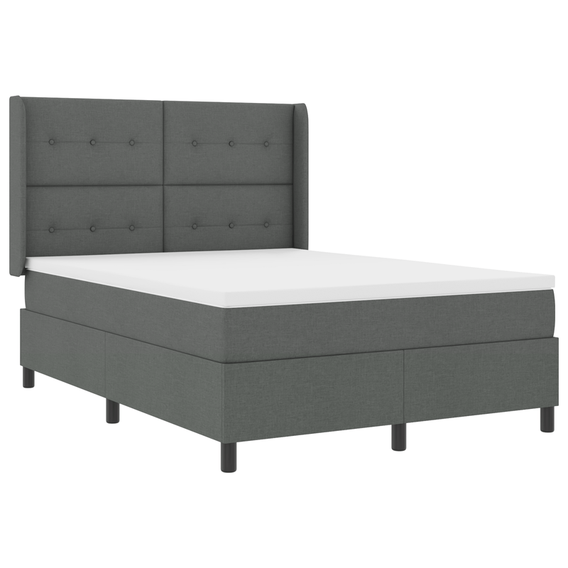 Casa si Gradina - Mobilier - Paturi si accesorii - Paturi - Pat box spring cu saltea & LED, gri inchis, 140x190 cm, textil - Infinity.ro