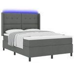 Casa si Gradina - Mobilier - Paturi si accesorii - Paturi - Pat box spring cu saltea & LED, gri inchis, 140x190 cm, textil - Infinity.ro