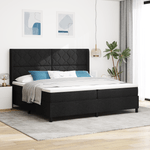 Casa si Gradina - Mobilier - Paturi si accesorii - Paturi - Pat box spring cu saltea & LED, negru, 200x200 cm, textil - Infinity.ro