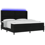Casa si Gradina - Mobilier - Paturi si accesorii - Paturi - Pat box spring cu saltea & LED, negru, 200x200 cm, textil - Infinity.ro