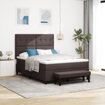 Casa si Gradina - Mobilier - Paturi si accesorii - Paturi - Pat cu arcuri cu saltea si banca maro inchis 140x200 cm tesatura - Infinity.ro