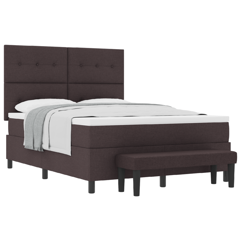 Casa si Gradina - Mobilier - Paturi si accesorii - Paturi - Pat cu arcuri cu saltea si banca maro inchis 140x200 cm tesatura - Infinity.ro