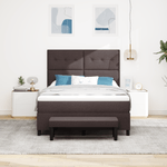 Casa si Gradina - Mobilier - Paturi si accesorii - Paturi - Pat cu arcuri cu saltea si banca maro inchis 140x200 cm tesatura - Infinity.ro