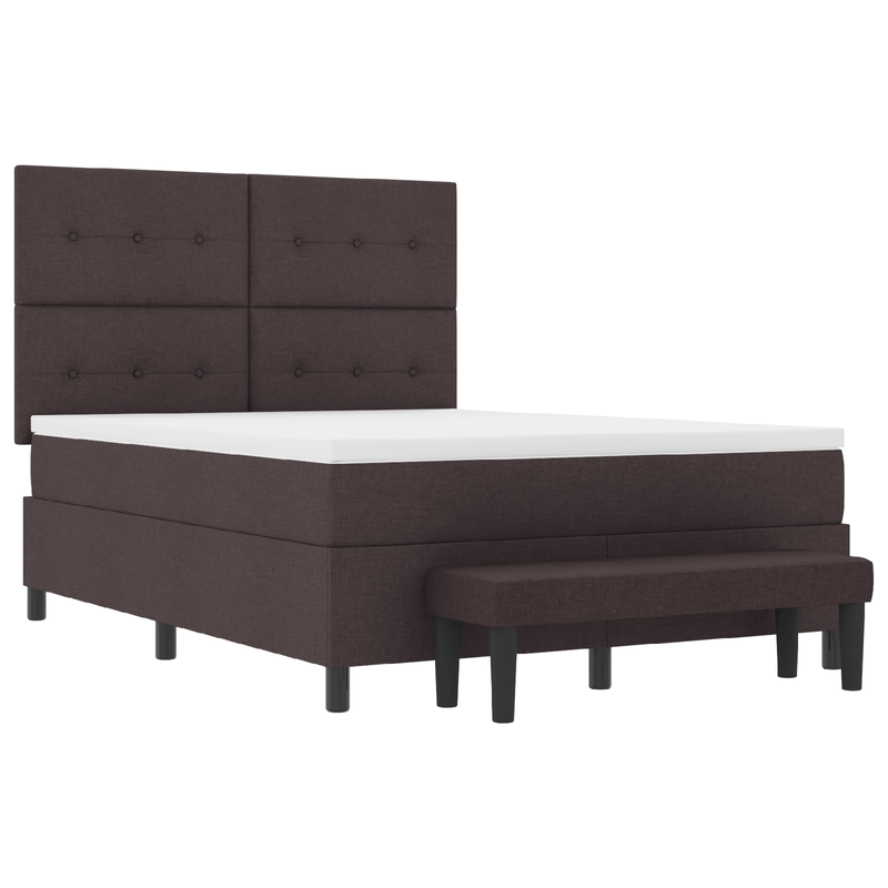 Casa si Gradina - Mobilier - Paturi si accesorii - Paturi - Pat cu arcuri cu saltea si banca maro inchis 140x200 cm tesatura - Infinity.ro