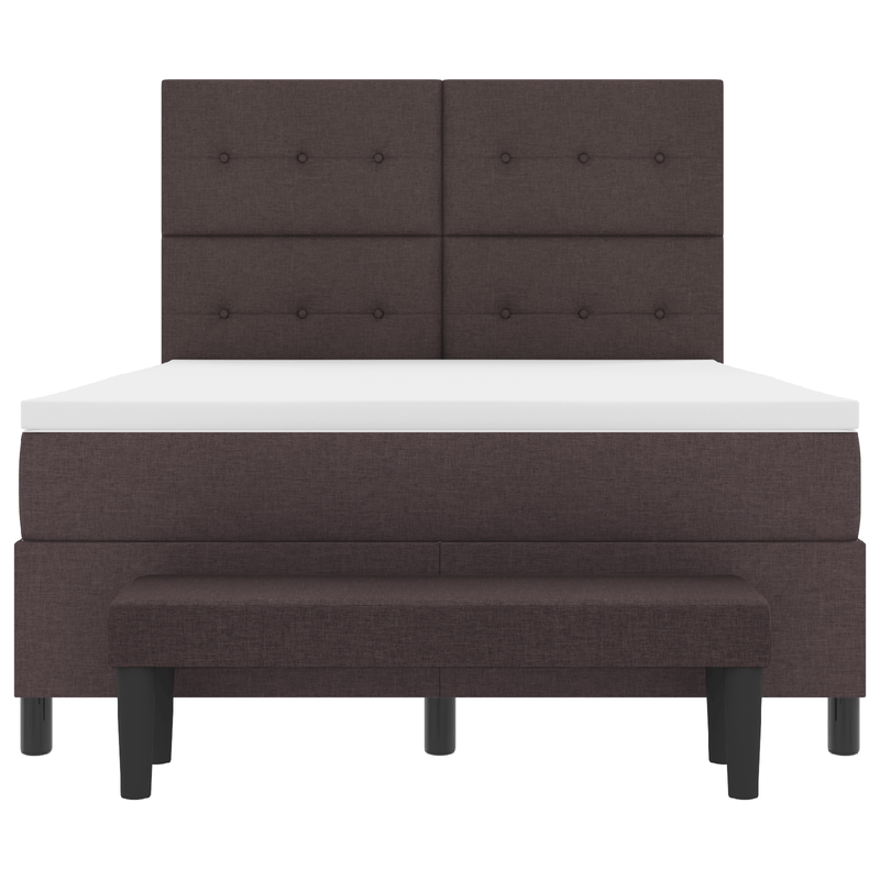 Casa si Gradina - Mobilier - Paturi si accesorii - Paturi - Pat cu arcuri cu saltea si banca maro inchis 140x200 cm tesatura - Infinity.ro