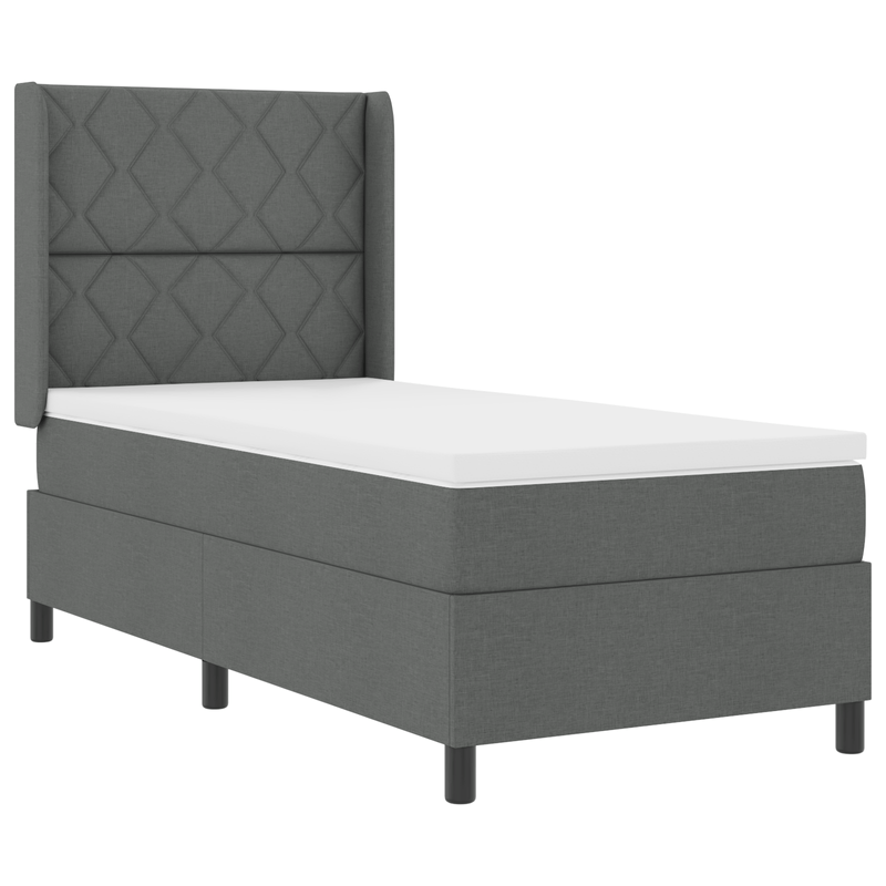 Casa si Gradina - Mobilier - Paturi si accesorii - Paturi - Pat box spring cu saltea & LED, gri inchis, 100x200 cm, textil - Infinity.ro