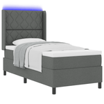 Casa si Gradina - Mobilier - Paturi si accesorii - Paturi - Pat box spring cu saltea & LED, gri inchis, 100x200 cm, textil - Infinity.ro