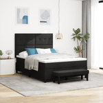 Casa si Gradina - Mobilier - Paturi si accesorii - Paturi - Pat cu arcuri cu saltea si banca Negru 140x190 cm Tesatura - Infinity.ro