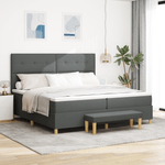 Casa si Gradina - Mobilier - Paturi si accesorii - Paturi - Pat cu arcuri cu saltea si banca Gri inchis 200x200 cm Fabri - Infinity.ro