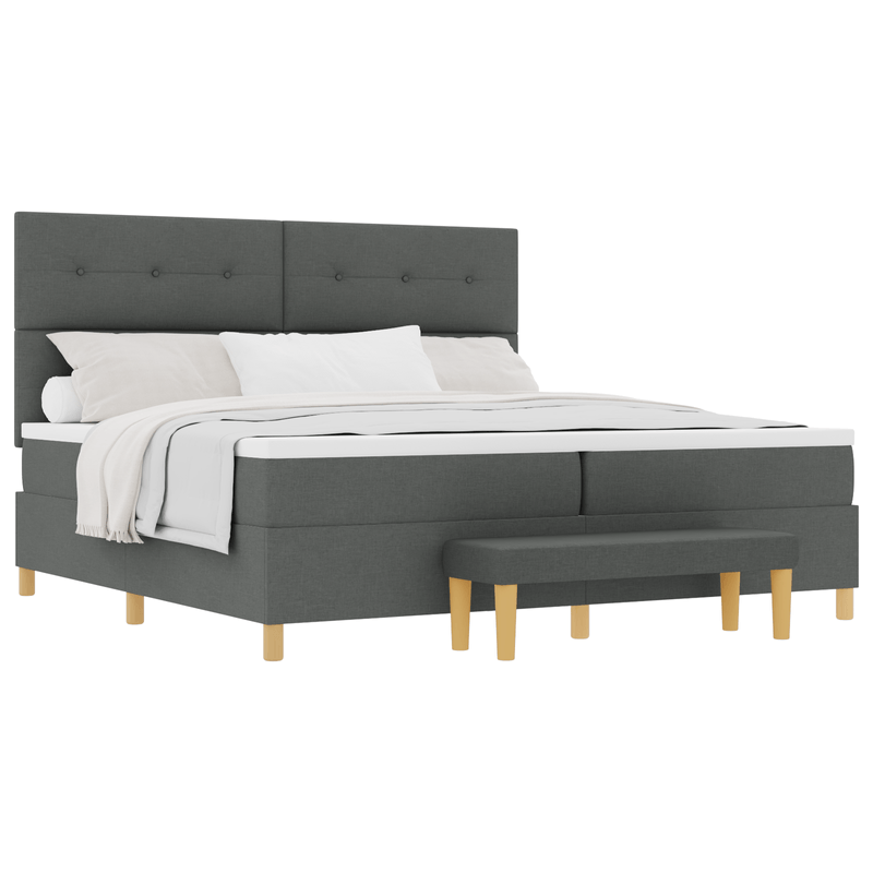 Casa si Gradina - Mobilier - Paturi si accesorii - Paturi - Pat cu arcuri cu saltea si banca Gri inchis 200x200 cm Fabri - Infinity.ro