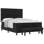 Casa si Gradina - Mobilier - Paturi si accesorii - Paturi - Pat cu arcuri cu saltea si banca Negru 140x190 cm Tesatura - Infinity.ro