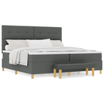 Casa si Gradina - Mobilier - Paturi si accesorii - Paturi - Pat cu arcuri cu saltea si banca Gri inchis 200x200 cm Fabri - Infinity.ro