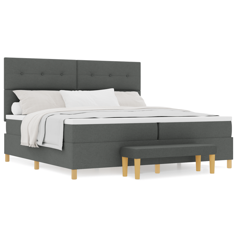 Casa si Gradina - Mobilier - Paturi si accesorii - Paturi - Pat cu arcuri cu saltea si banca Gri inchis 200x200 cm Fabri - Infinity.ro