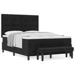 Casa si Gradina - Mobilier - Paturi si accesorii - Paturi - Pat cu arcuri cu saltea si banca Negru 140x190 cm Tesatura - Infinity.ro