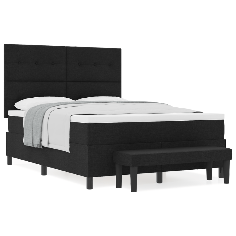 Casa si Gradina - Mobilier - Paturi si accesorii - Paturi - Pat cu arcuri cu saltea si banca Negru 140x190 cm Tesatura - Infinity.ro