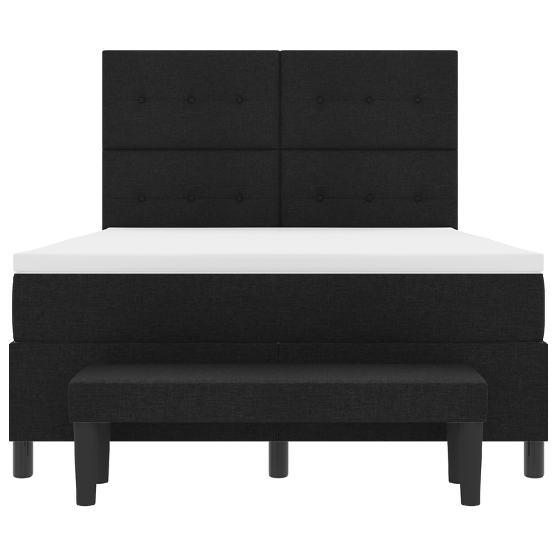 Casa si Gradina - Mobilier - Paturi si accesorii - Paturi - Pat cu arcuri cu saltea si banca Negru 140x190 cm Tesatura - Infinity.ro