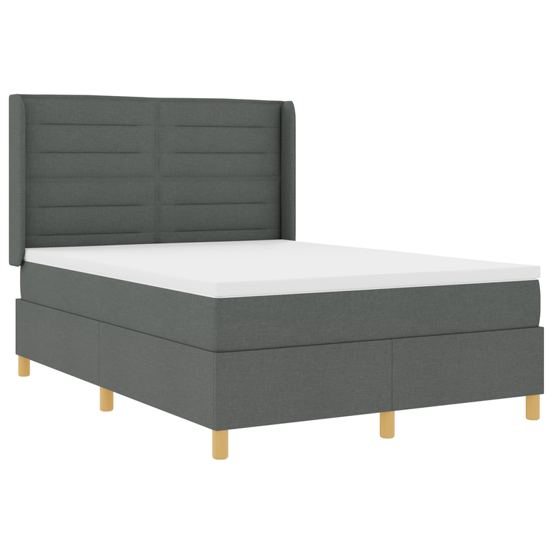 Casa si Gradina - Mobilier - Paturi si accesorii - Paturi - Pat box spring cu saltea & LED, gri inchis, 140x190 cm, textil - Infinity.ro