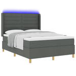 Casa si Gradina - Mobilier - Paturi si accesorii - Paturi - Pat box spring cu saltea & LED, gri inchis, 140x190 cm, textil - Infinity.ro