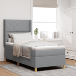 Casa si Gradina - Mobilier - Paturi si accesorii - Paturi - Pat box spring cu saltea & LED, gri deschis, 100x200 cm, textil - Infinity.ro