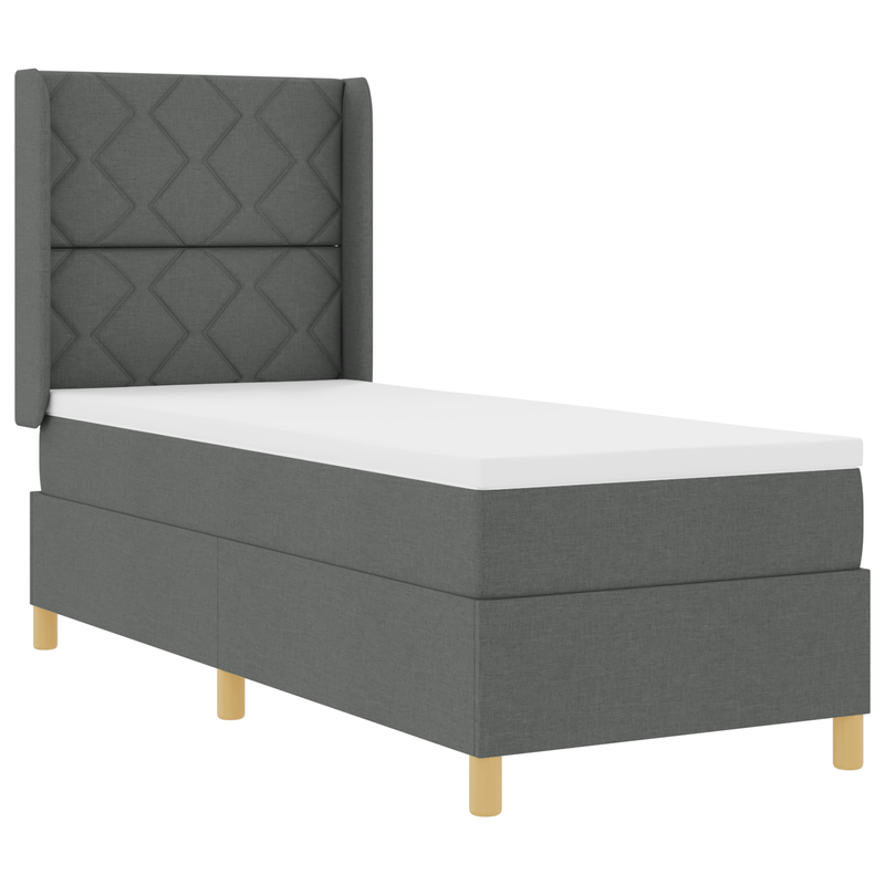 Casa si Gradina - Mobilier - Paturi si accesorii - Paturi - Pat box spring cu saltea & LED, gri inchis, 80x200 cm, textil - Infinity.ro