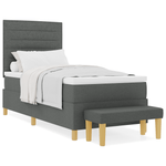 Casa si Gradina - Mobilier - Paturi si accesorii - Paturi - Pat cu arcuri cu saltea si banca gri inchis 90x200 cm tesatura - Infinity.ro
