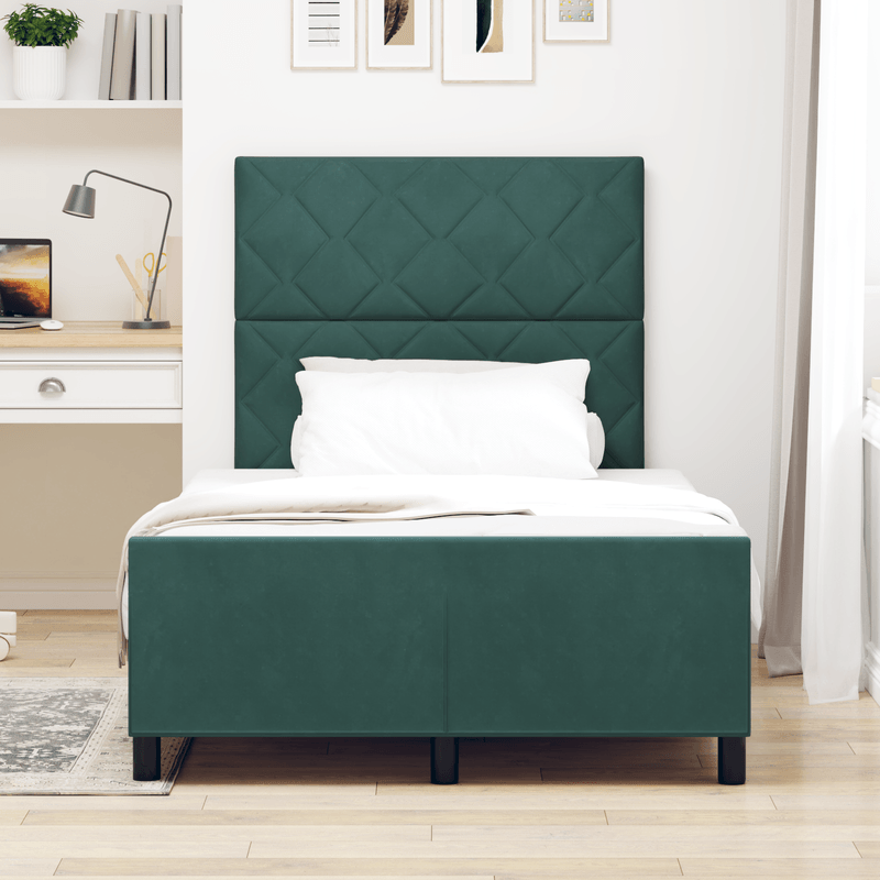 Casa si Gradina - Mobilier - Paturi si accesorii - Paturi - Cadru de pat, verde inchis, 120x190 cm, catifea - Infinity.ro
