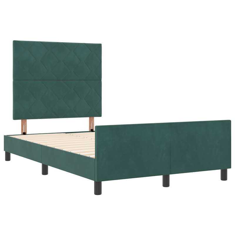 Casa si Gradina - Mobilier - Paturi si accesorii - Paturi - Cadru de pat, verde inchis, 120x190 cm, catifea - Infinity.ro