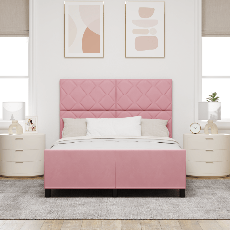 Casa si Gradina - Mobilier - Paturi si accesorii - Paturi - Cadru de pat, roz, 140x200 cm, catifea - Infinity.ro