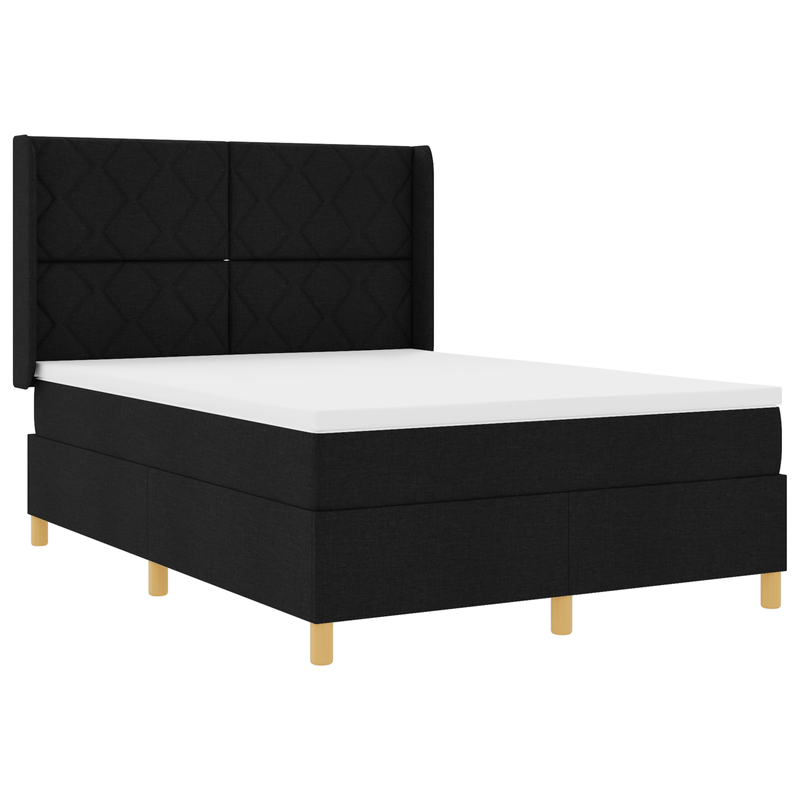 Casa si Gradina - Mobilier - Paturi si accesorii - Paturi - Pat box spring cu saltea & LED, negru, 140x200 cm, textil - Infinity.ro