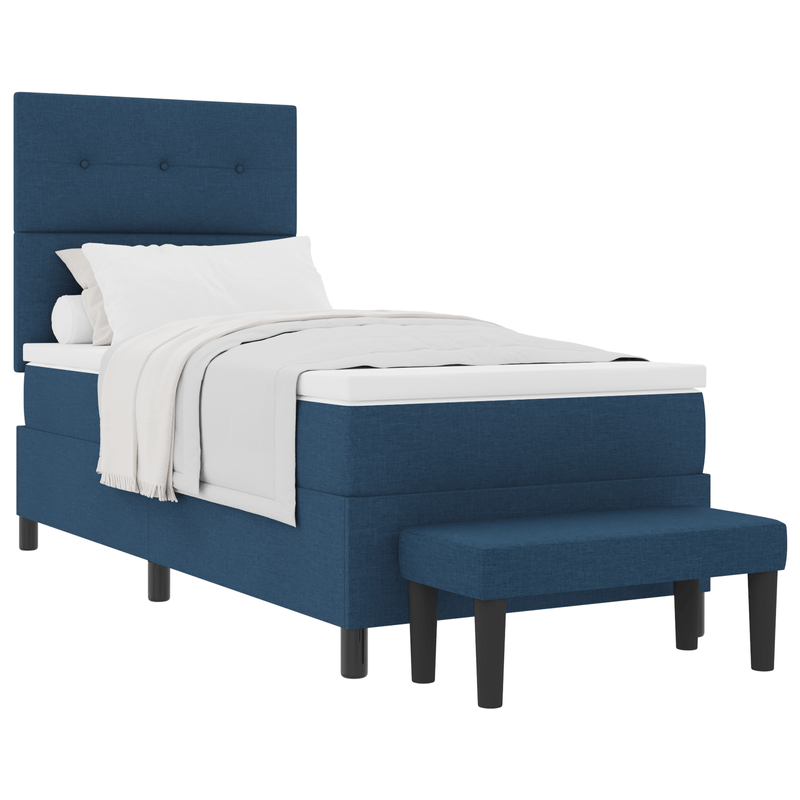 Casa si Gradina - Mobilier - Paturi si accesorii - Paturi - Pat cu baza cu arcuri cu saltea & banca albastra 80x200 cm tesatura - Infinity.ro