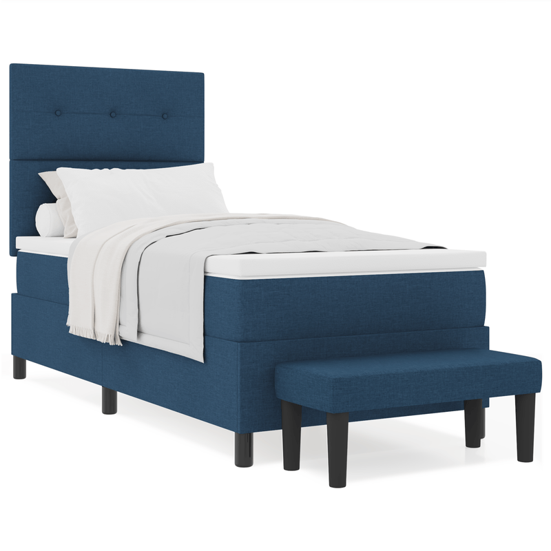 Casa si Gradina - Mobilier - Paturi si accesorii - Paturi - Pat cu baza cu arcuri cu saltea & banca albastra 80x200 cm tesatura - Infinity.ro