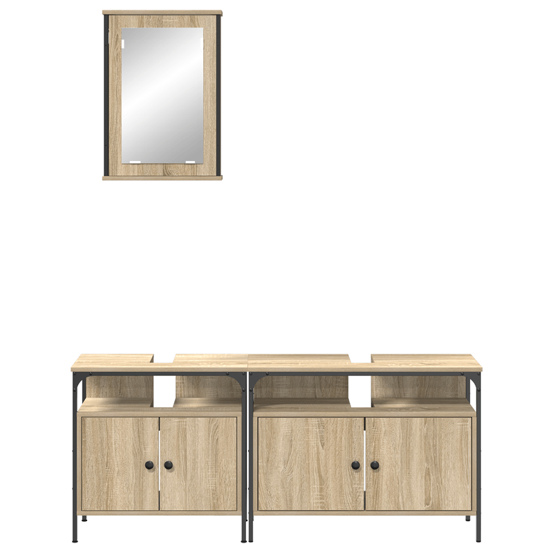 Casa si Gradina - Mobilier - Mobilier baie - Corpuri baie - Set de Dulapuri pentru Baie  3 Piese Lemn Prelucrat Stejar Sonoma - Infinity.ro