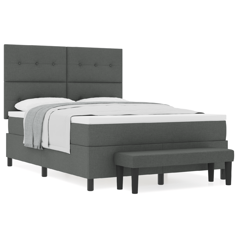 Casa si Gradina - Mobilier - Paturi si accesorii - Paturi - Pat cu arcuri cu saltea & banca gri inchis 140x190 cm tesatura - Infinity.ro