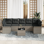 Casa si Gradina - Gradina si terasa - Mobilier exterior - Canapele si fotolii gradina - Set canapea 8 piese gradina cu perne gri deschis din ratan poliesteric - Infinity.ro