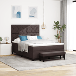 Casa si Gradina - Mobilier - Paturi si accesorii - Paturi - Pat cu arcuri cu saltea si bancuta Maro inchis 140x200 cm Tesatura - Infinity.ro